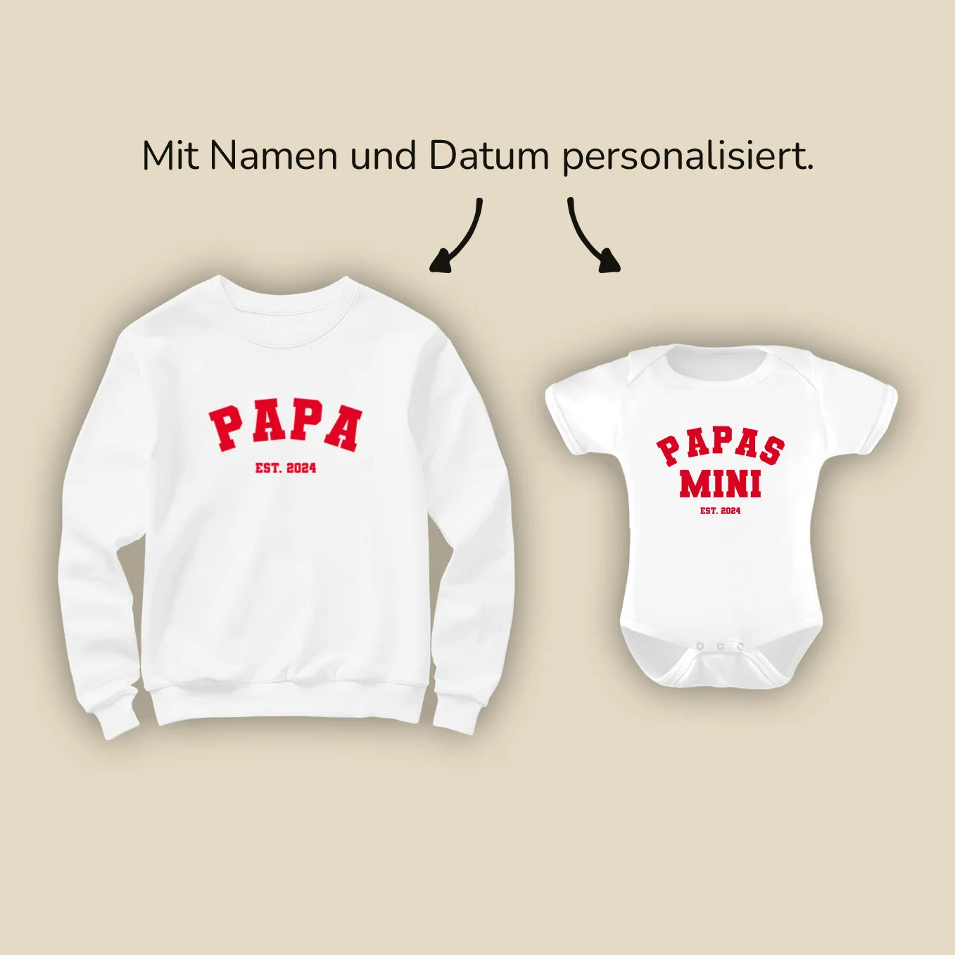 Personalisierter Babybody "Papas / Mamas Mini" 1. Teil vom Partnerlook Bo & Birdie