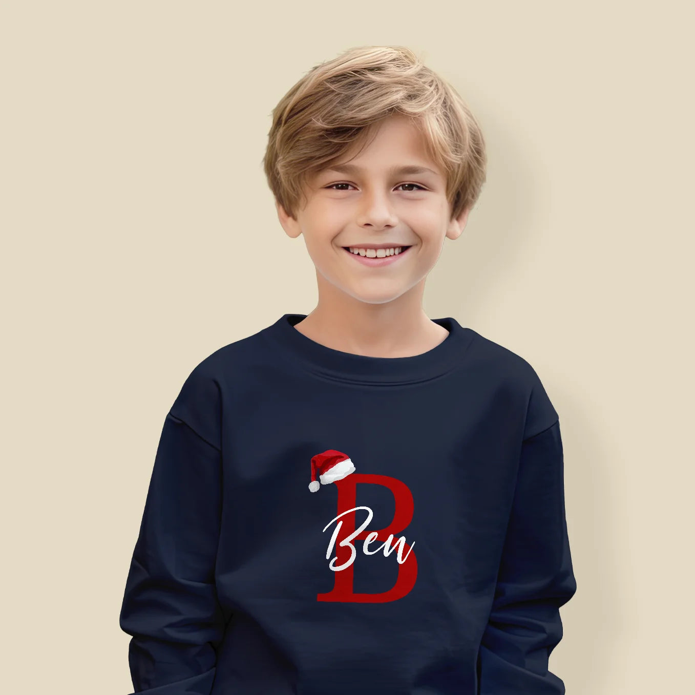 Personalisierter Kinder Sweater "Weihnachtsmütze" 1. Teil vom Partnerlook Bo & Birdie