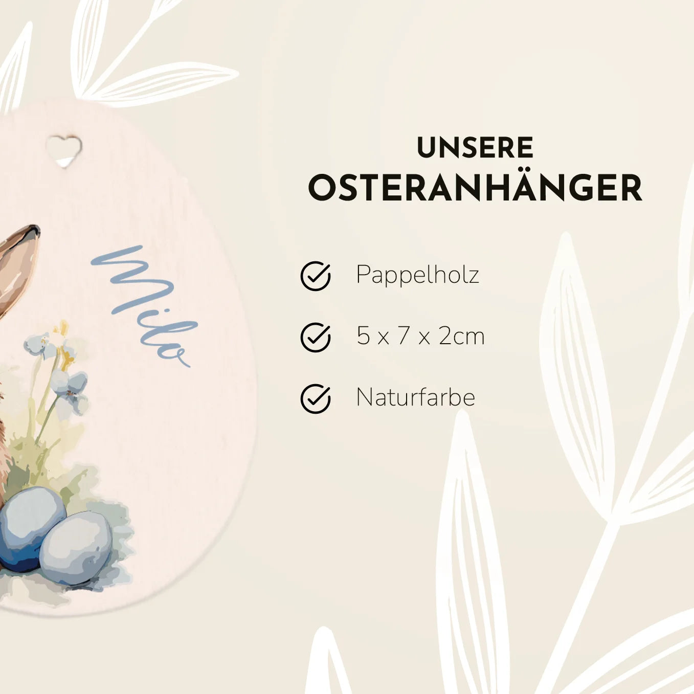 Personalisierter Osteranhänger ''Osterhase'' Bo & Birdie