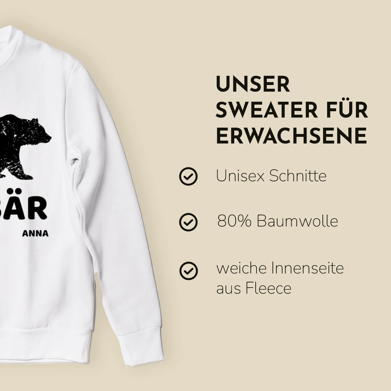 Personalisierter Partnerlook “Mama Bär” - Erwachsenen Sweater Bo & Birdie