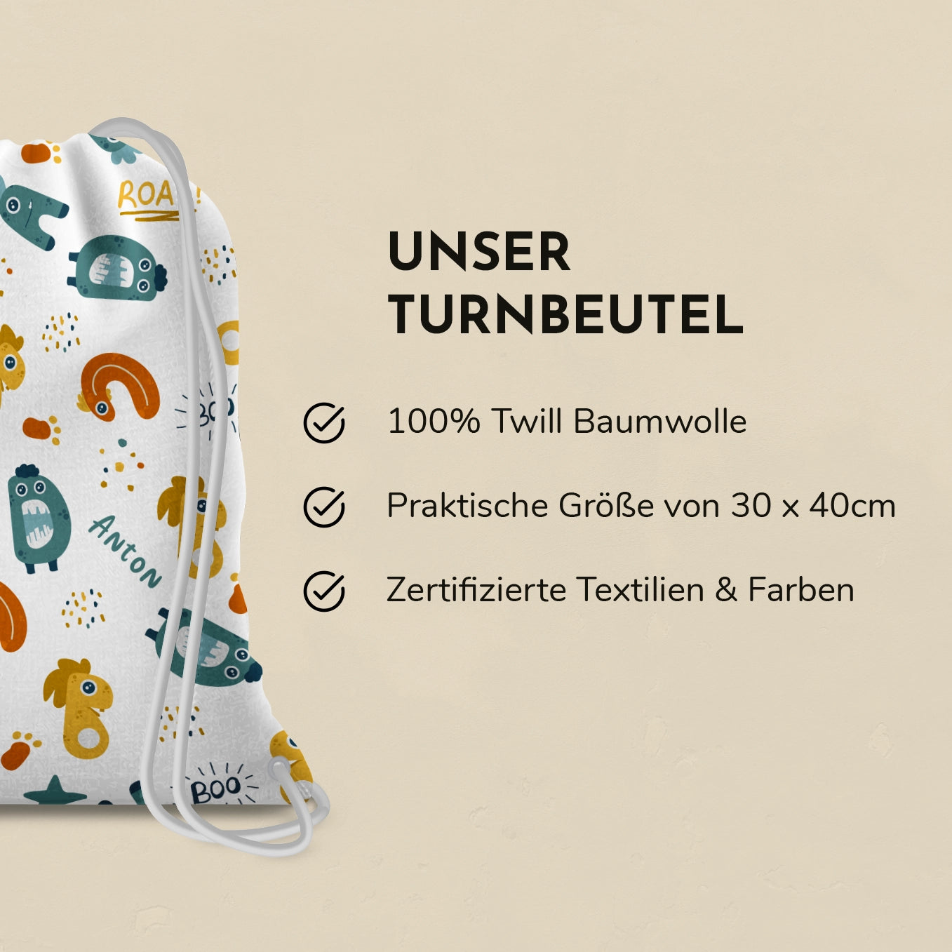 Personalisierter Turnbeutel "Monster" Bo & Birdie