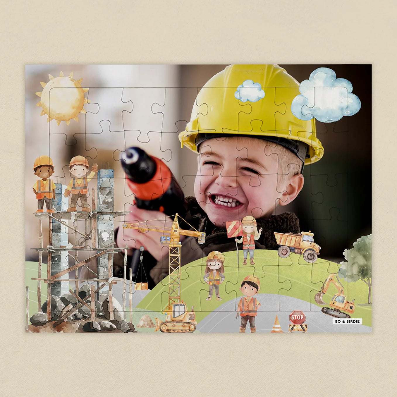 Personalisiertes Kinderpuzzle "Baustelle" - Bo & Birdie