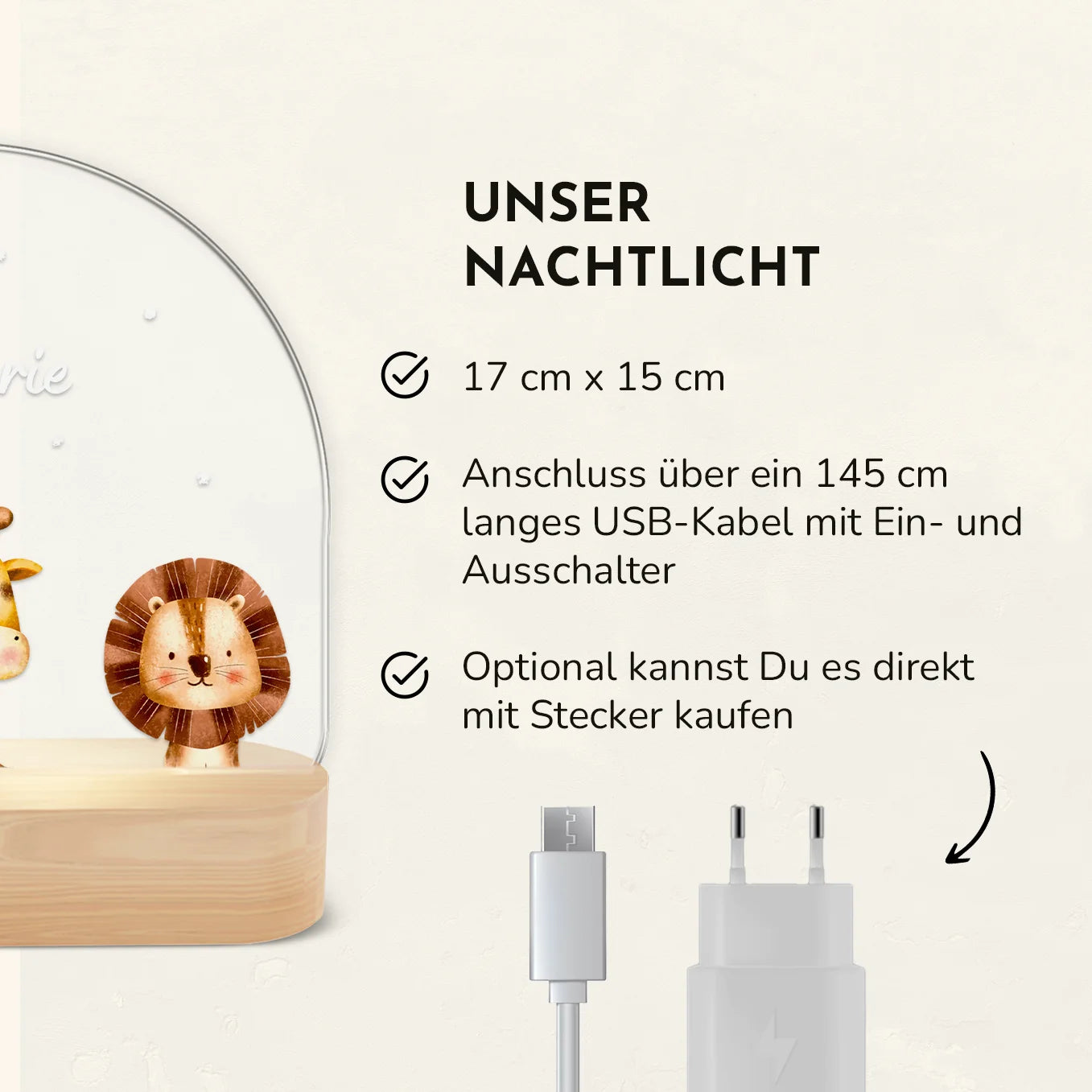 Personalisiertes Nachtlicht "Lieblingstier"