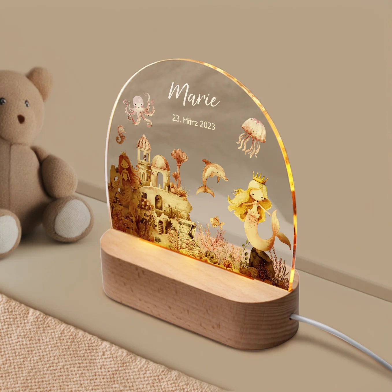 Personalisiertes Nachtlicht Meerjungfrau - Mit Name & LED Dimmbar