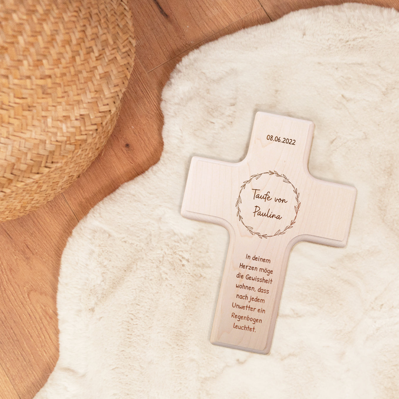 Personalisiertes Taufkreuz "Gravur" Bo & Birdie