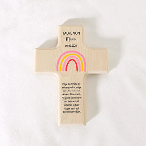 Personalisiertes Taufkreuz "Regenbogen"