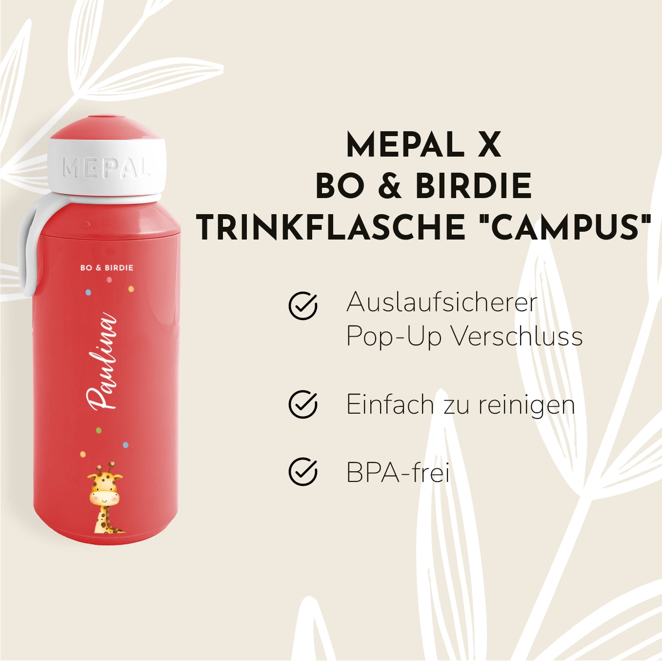 Set: Personalisierte Mepal Brotdose & Trinkflasche "Konfetti" Bo & Birdie