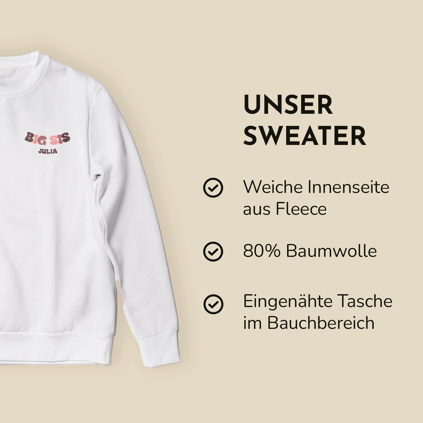 Personalisierter Sweater "Cool Big Sis Club"