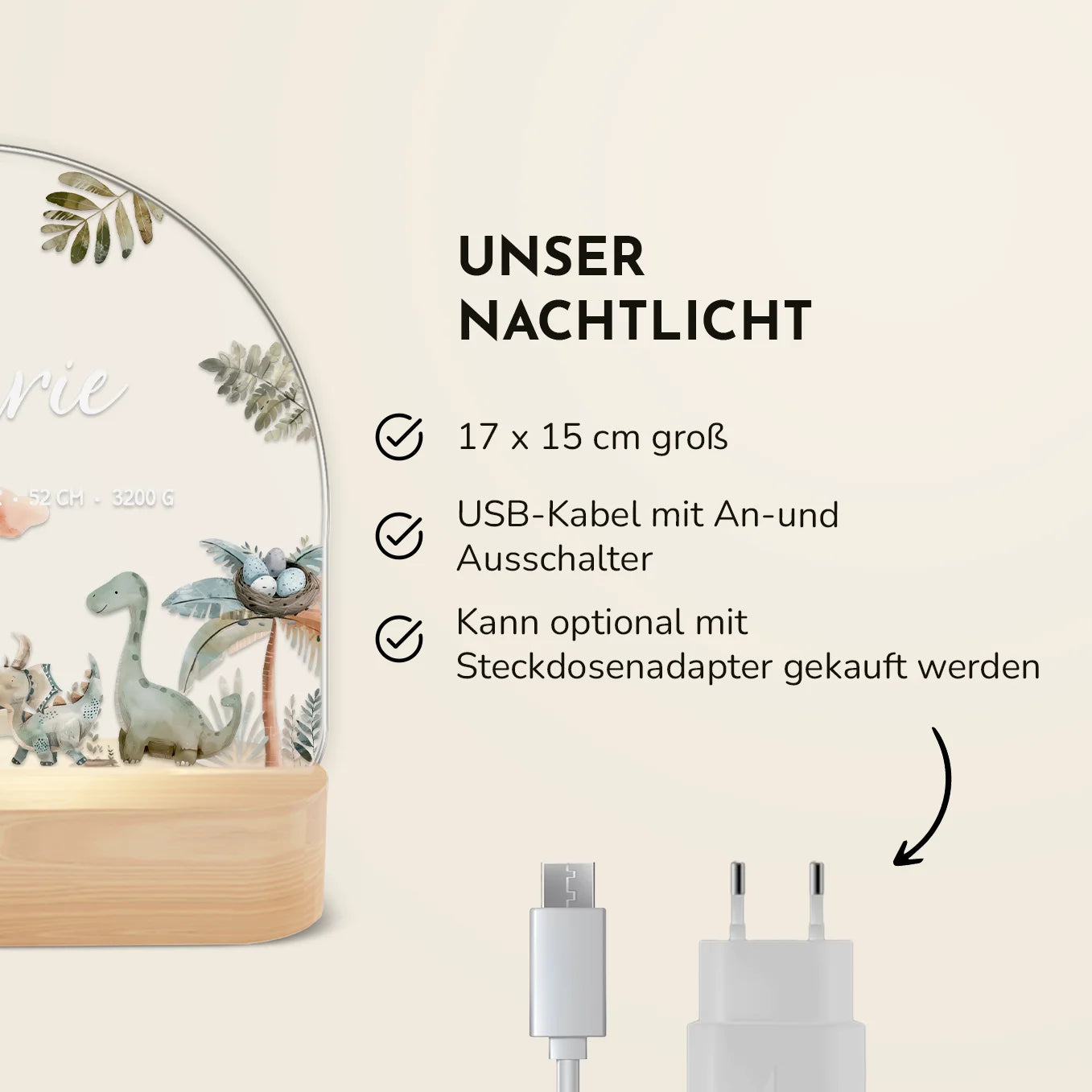 Personalisiertes Nachtlicht "Dinosaurier"