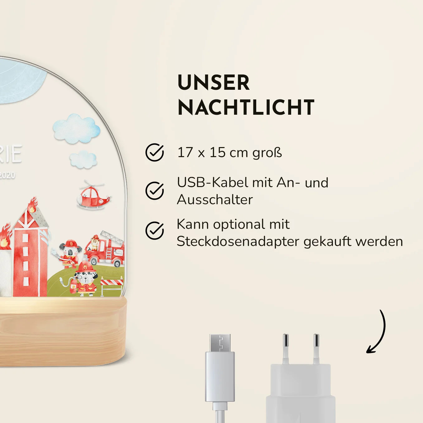 Personalisiertes Nachtlicht "Feuerwehr"