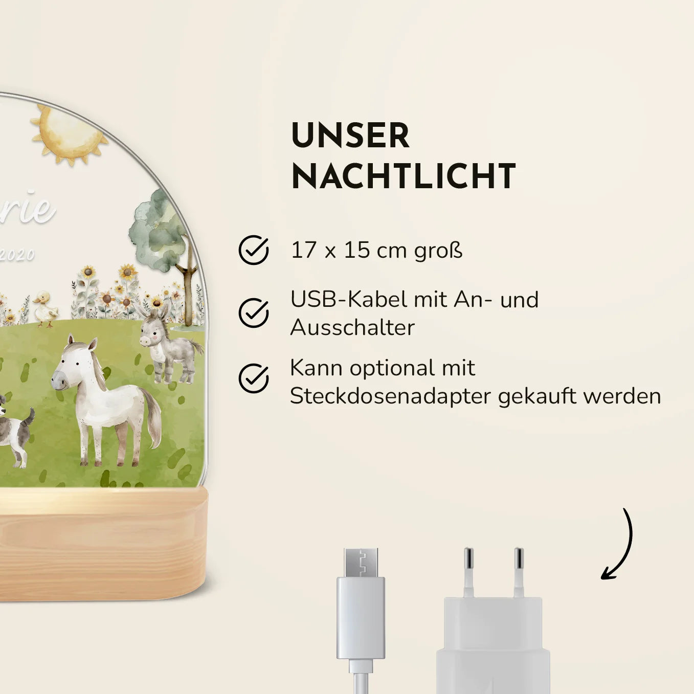Personalisiertes Nachtlicht "Bauernhof"
