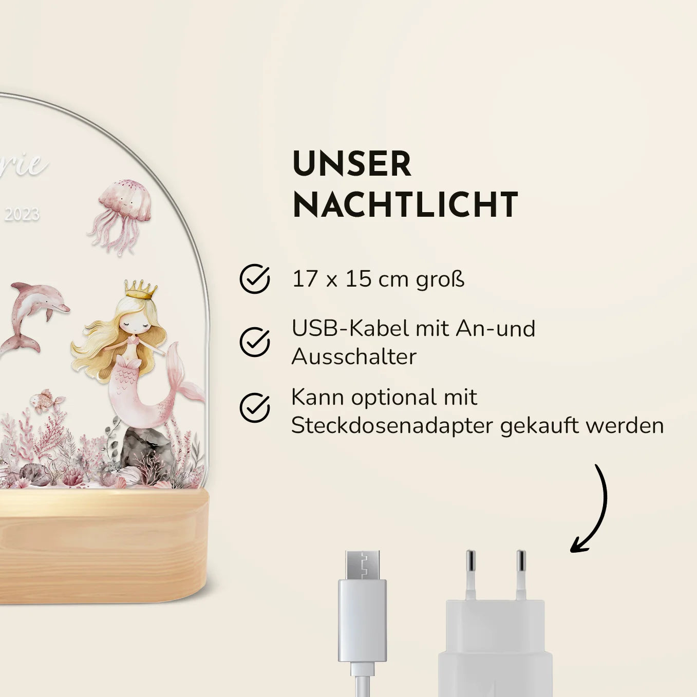 Personalisiertes Nachtlicht "Meerjungfrau"
