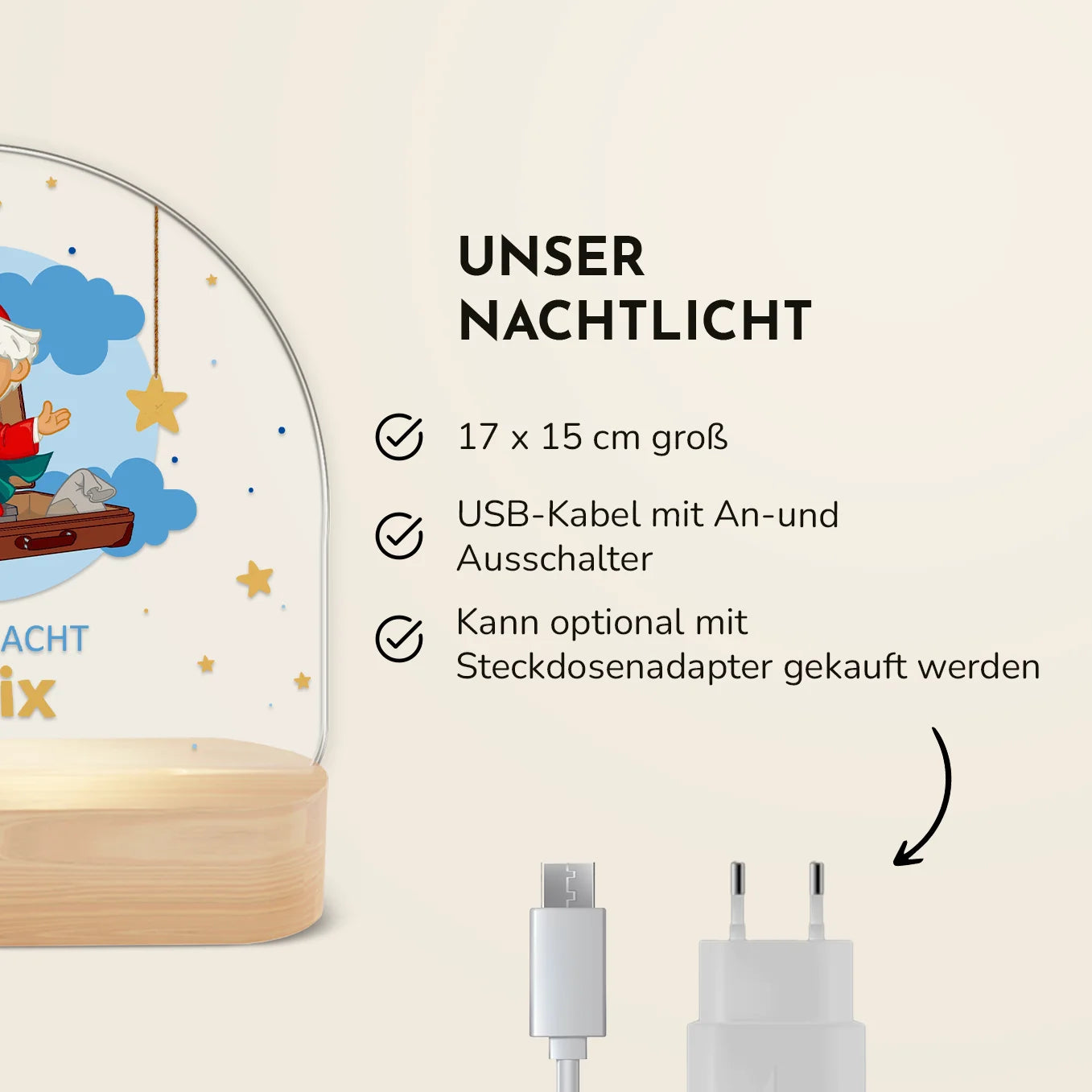 Personalisiertes Nachtlicht "Unser Sandmännchen" - "Gute Nacht"