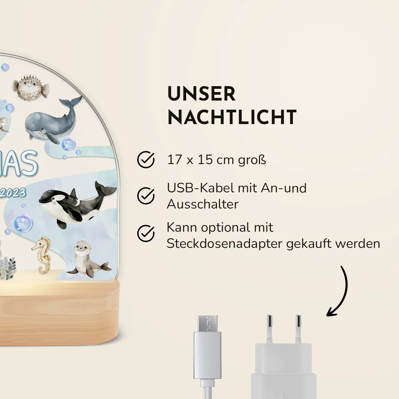 Personalisiertes Nachtlicht "Ozean"