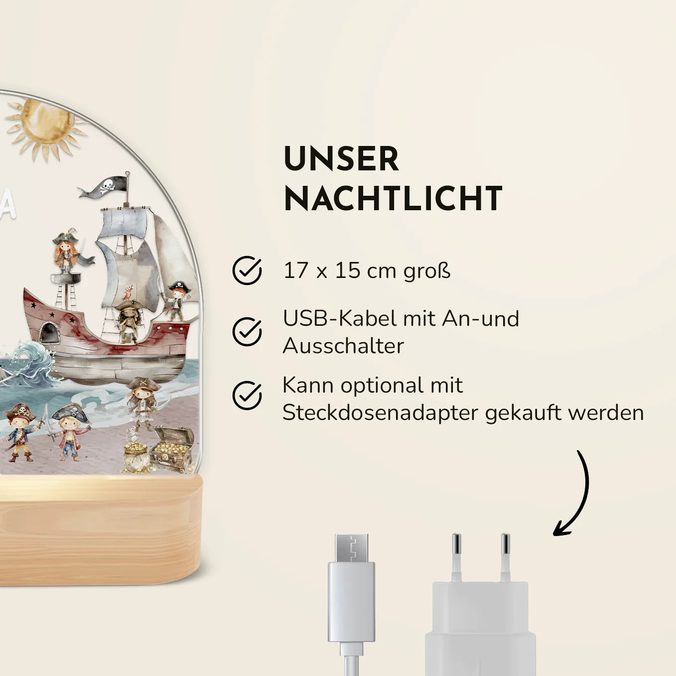 Personalisiertes Nachtlicht "Schatzinsel"