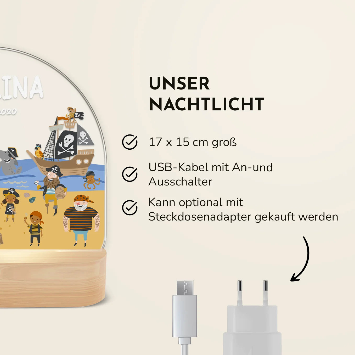 Personalisiertes Nachtlicht "Piraten"