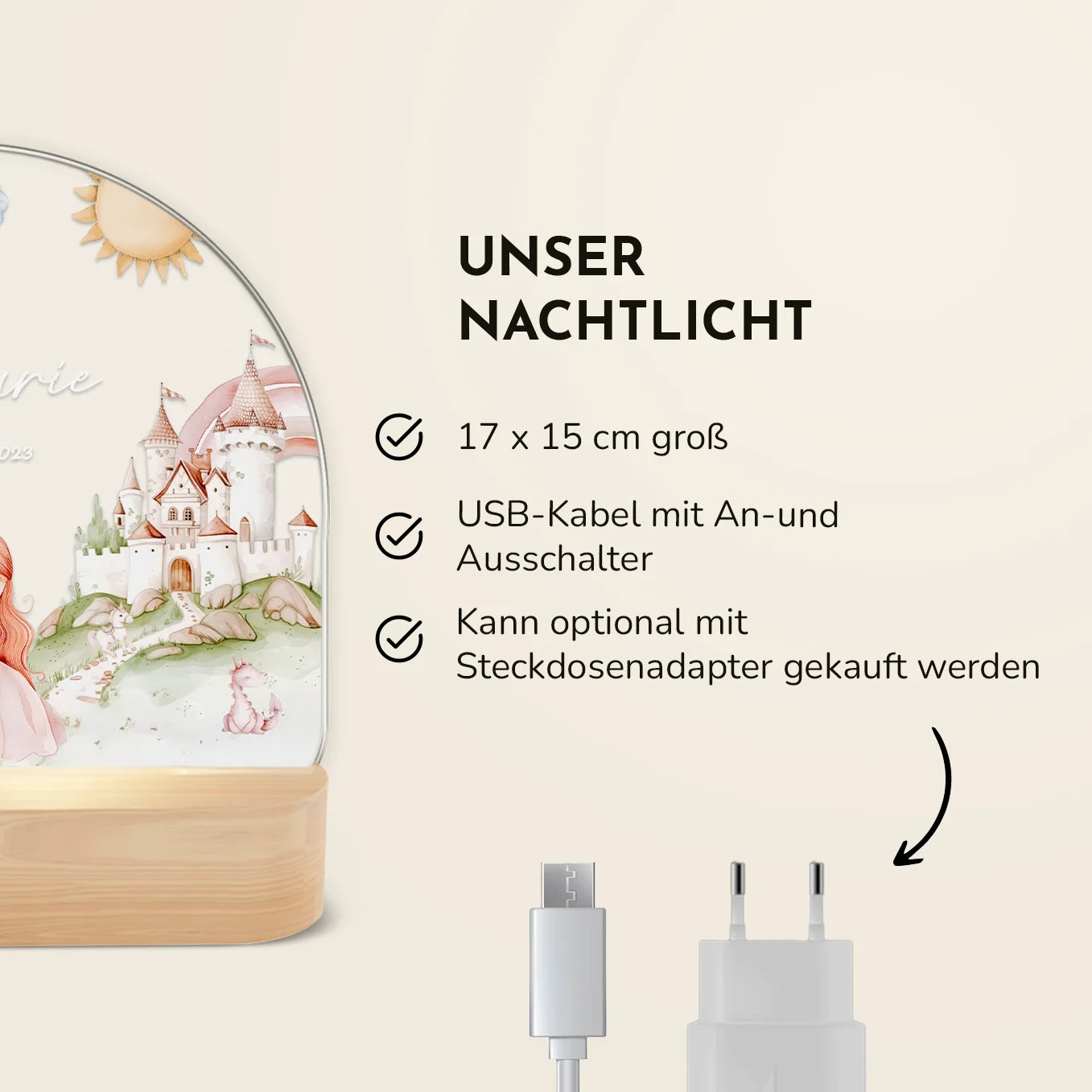 Personalisiertes Nachtlicht "Prinzessin"
