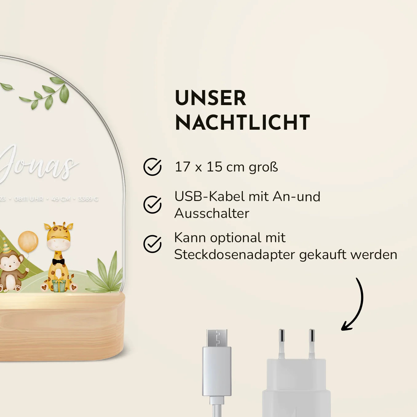Personalisiertes Nachtlicht "Tierparty"