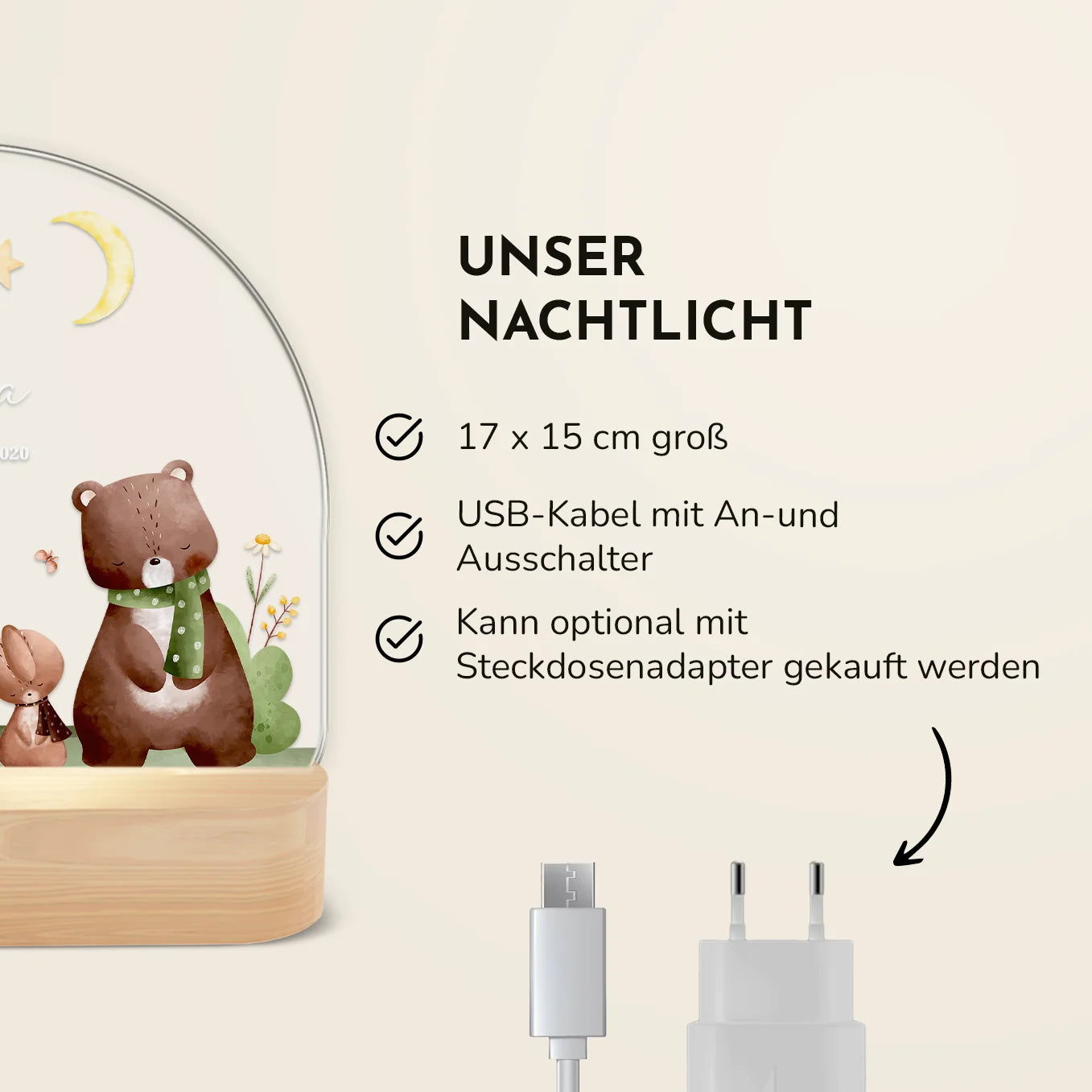 Personalisiertes Nachtlicht "Waldtiere"