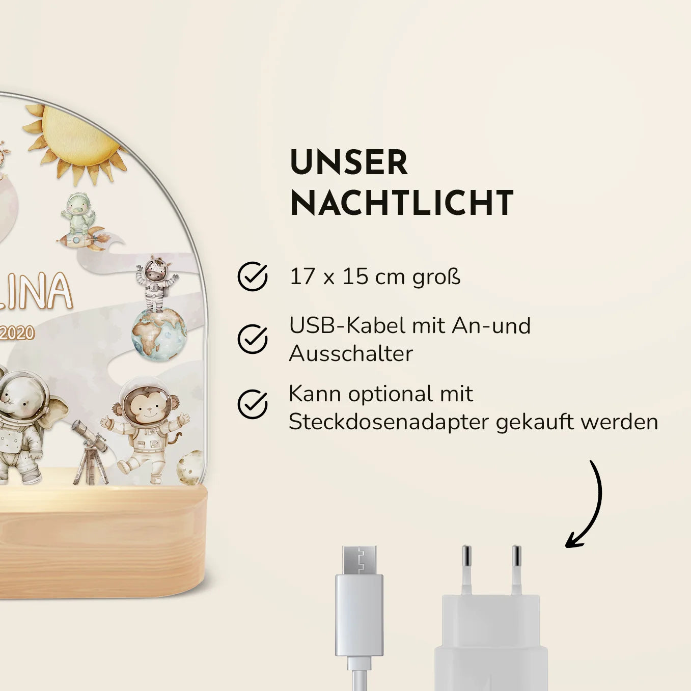 Personalisiertes Nachtlicht "Weltall Safari"