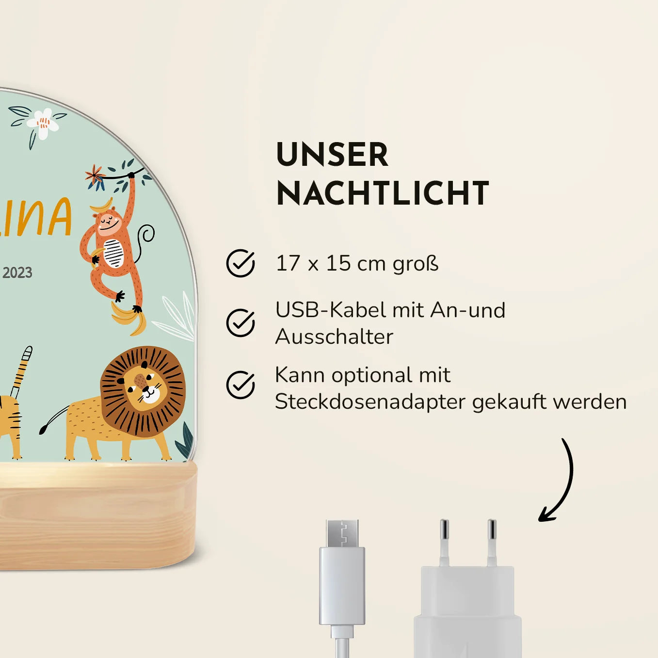 Personalisiertes Nachtlicht "Wilde Safari"