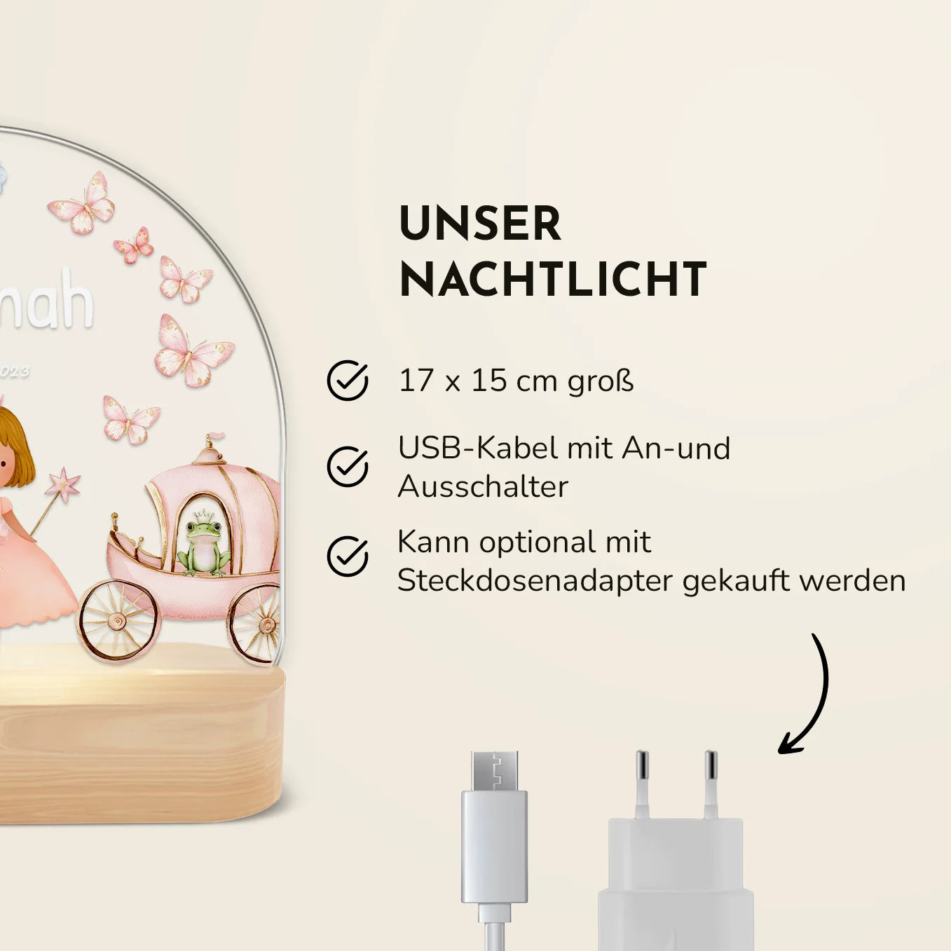 Personalisiertes Nachtlicht "Wunschprinzessin"