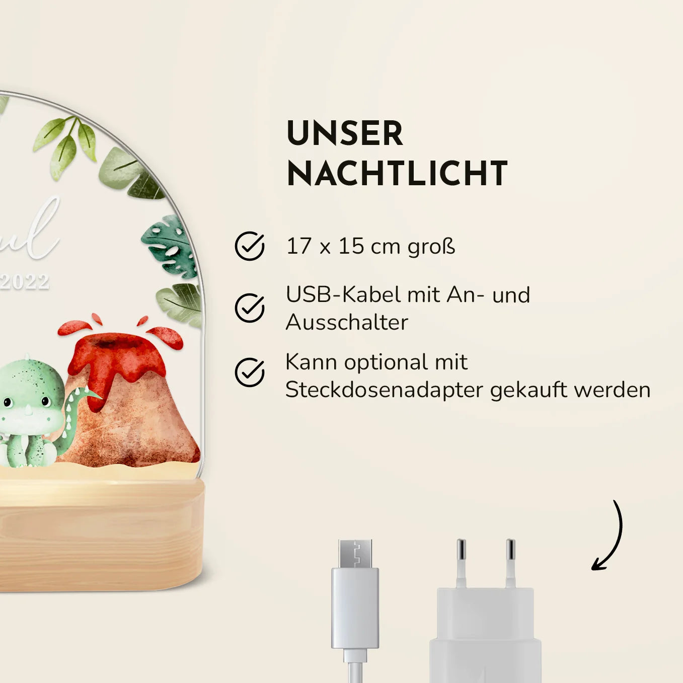 Personalisiertes Nachtlicht "Dinos"