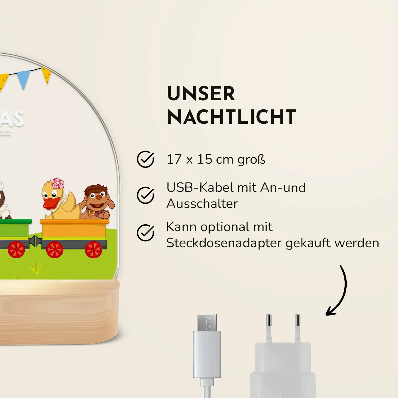 Personalisiertes Nachtlicht "Unser Sandmännchen" - "Zugfahrt"