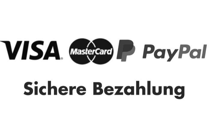 Sichere Bezahlung — Visa, Mastercard, PayPal